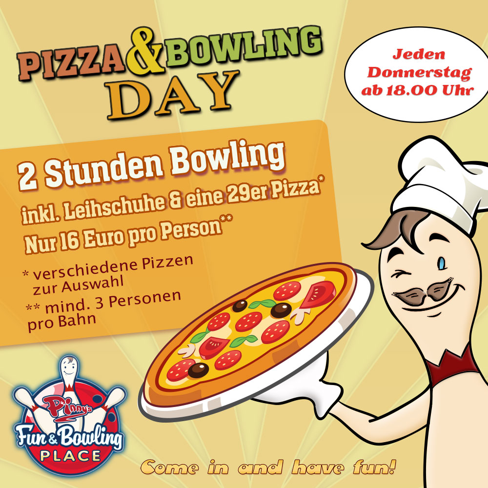Pizza Bowling in Pinnys Fun und Bowling Place